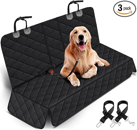Yuntec Dog Car Seat Cover, Back Seat Cover for Dogs Pet Car Seat Protector Waterproof Bench Car Seat Cover, Non-Slip Reat Seat Cover fits Middle Armrest for Most Cars Trucks SUVs - Black