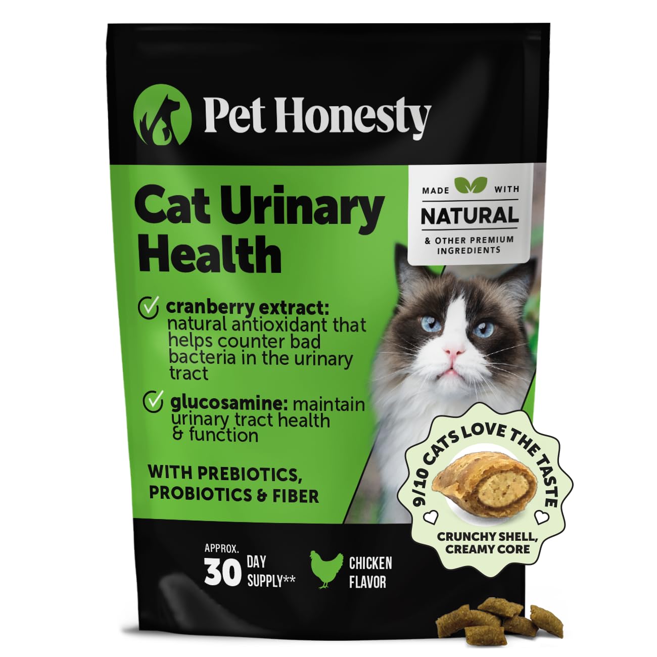 Cat Urinary Tract Health Crunchy & Creamy Chews - Promotes Healthy Digestion & Normal Bladder Function with Cranberry, Antioxidants, & Probiotics