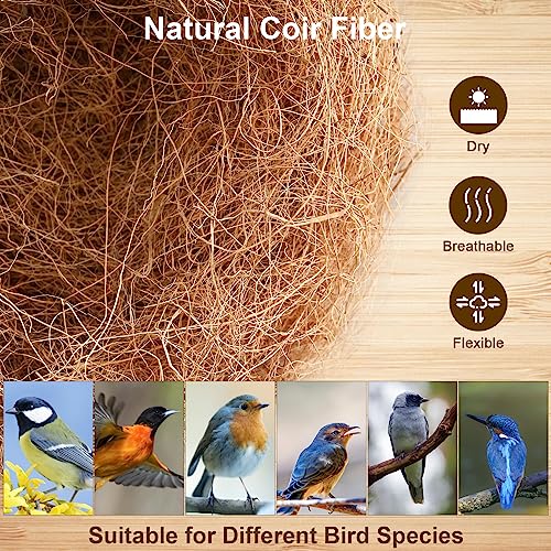 Sukh 2PCS Coconut Fiber for Bird Nest - Canary Nesting Material Coconut Bird Nest Finch Coconut Fiber Loose Bedding Substrate for Laying Eggs,Resting Materials for Birds, Hummingbird Parakeet