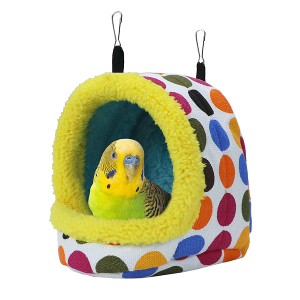 Litewoo Bird Hanging Hammock Winter Warm Parrot Nest House Bed Plush Snuggle Pet Cave Hammock Toy for Conure Lovebird Budgie Parakeet Cockatiel Cage Accessory (Medium)