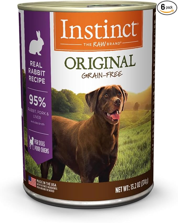 Instinct Original Wet Dog Food, Grain Free Recipe - Real Rabbit, 13.2 oz. Cans (Pack of 6)