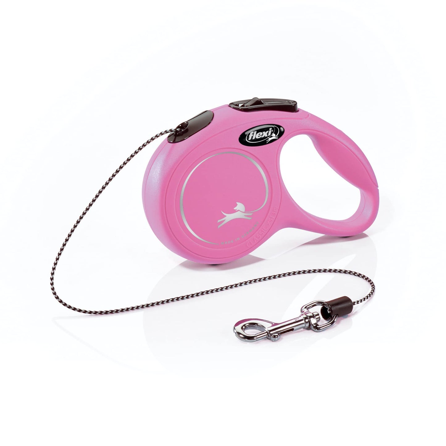 FLEXI® Classic XS Cord Retractable Dog Leash (Pink)-10 ft for Extra Small, Tiny Dogs up to 18 lbs| Ultra Compact Pocket-Size, 3-Finger Grip, German