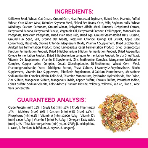 Vitakraft VitaSmart Conure Small Parrot Food 4 Pound Bag Premium Bird Food Mix with Real Vegetables Fruits Grains and Seeds Provides Wholesome Daily Nutrition and Variety for Conures & Small Parrots