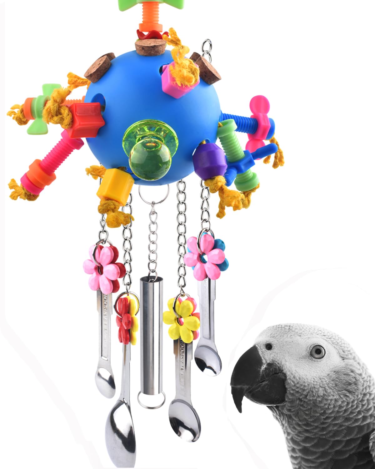 KATUMO Bird Toys, Parrot Pull Spoons Colorful Acrylic Stick Toys Bird Chew Toys for  Parrot, African Grey, Conure, Caique, Quaker, Small Cockatoo, Mini Macaw, Eclectus and Similar Birds