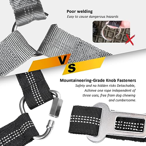 Removable Dog Seat Belt Harness for Car, 3 in 1 Pet Dog Car Seatbelt Leash, Retractable Restraint Secures to Vehicle Headrest & Adjustable Reflective