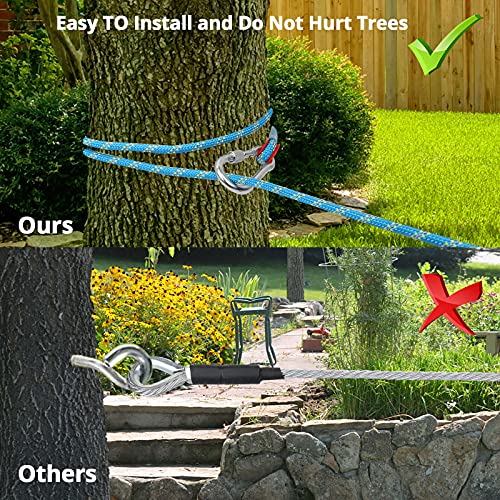 Dog Tie Out Cable for Camping - 50ft/70ft/100ft Portable Reflective Overhead Trolley System for Dogs up to 300lbs - Dog Lead for Yard Camping | Parks