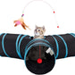 Tempcore Pet Cat Tunnel Tube Cat Toys 3 Way Collapsible, Tunnels for Indoor Cats，Kitty Bored Peek Hole Toy Ball Cat, Puppy, Kitty, Kitten, Rabbit