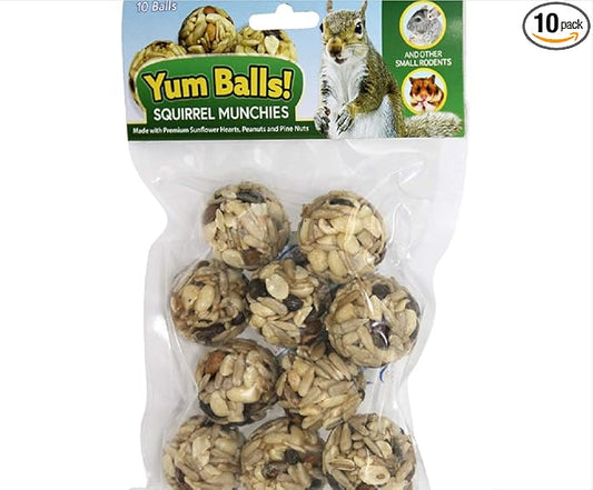 Yum Balls! - Squirrel Munchies - Healthy Natural Treat with Nuts & Seeds - Squirrels, Chinchillas, Prairie Dogs, Degus, Rats, Hamsters, Rabbits, Guinea Pigs, Gerbils and Other Small Pets