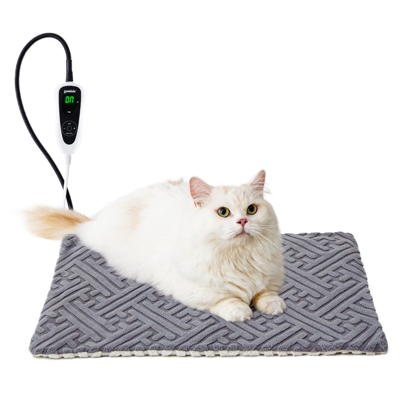 Cat Heating Pad - 11 Adjustable Temperature and 25 Timer Options, Heated Cat Bed Indoor with Chew-Resistant Cord for Small Dogs, 18x18 Inch