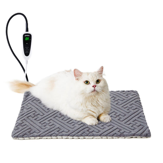 Cat Heating Pad - 11 Adjustable Temperature and 25 Timer Options, Heated Cat Bed Indoor with Chew-Resistant Cord for Small Dogs, 18x18 Inch