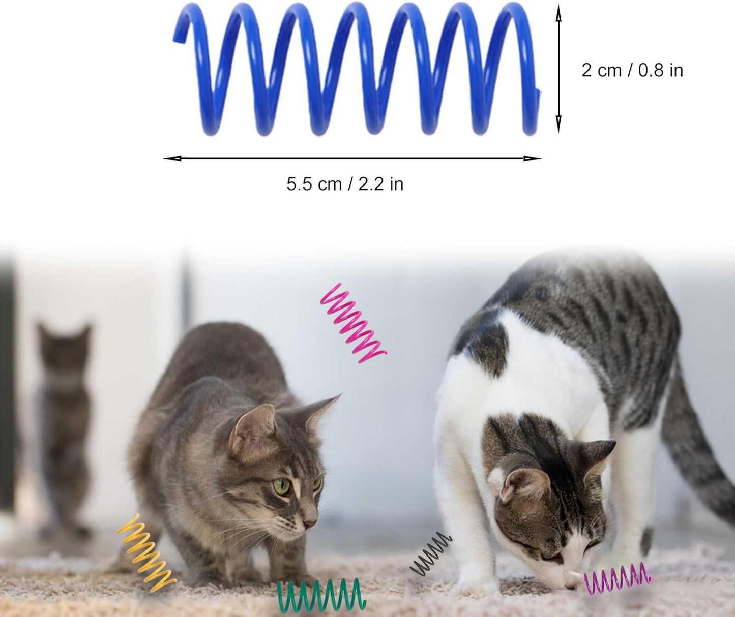 Kitys Fatch 12PCS 12Colors Cat Spring Toys for Indoor Cats, Interactive Coil Springs for Self Play, Durable Heavy Plastic Cat Spiral Spring, Hunting, Biting, Swatting Creative Kitten Toy.