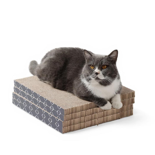 Hide & Scratch Cat Scratcher Pad – 4 Pack | Double-Sided Cardboard Refills for Our Scratching Box | Reversible Corrugated Board for Indoor Cats | Toy Mat for Kitten Claw Play & Furniture Protection
