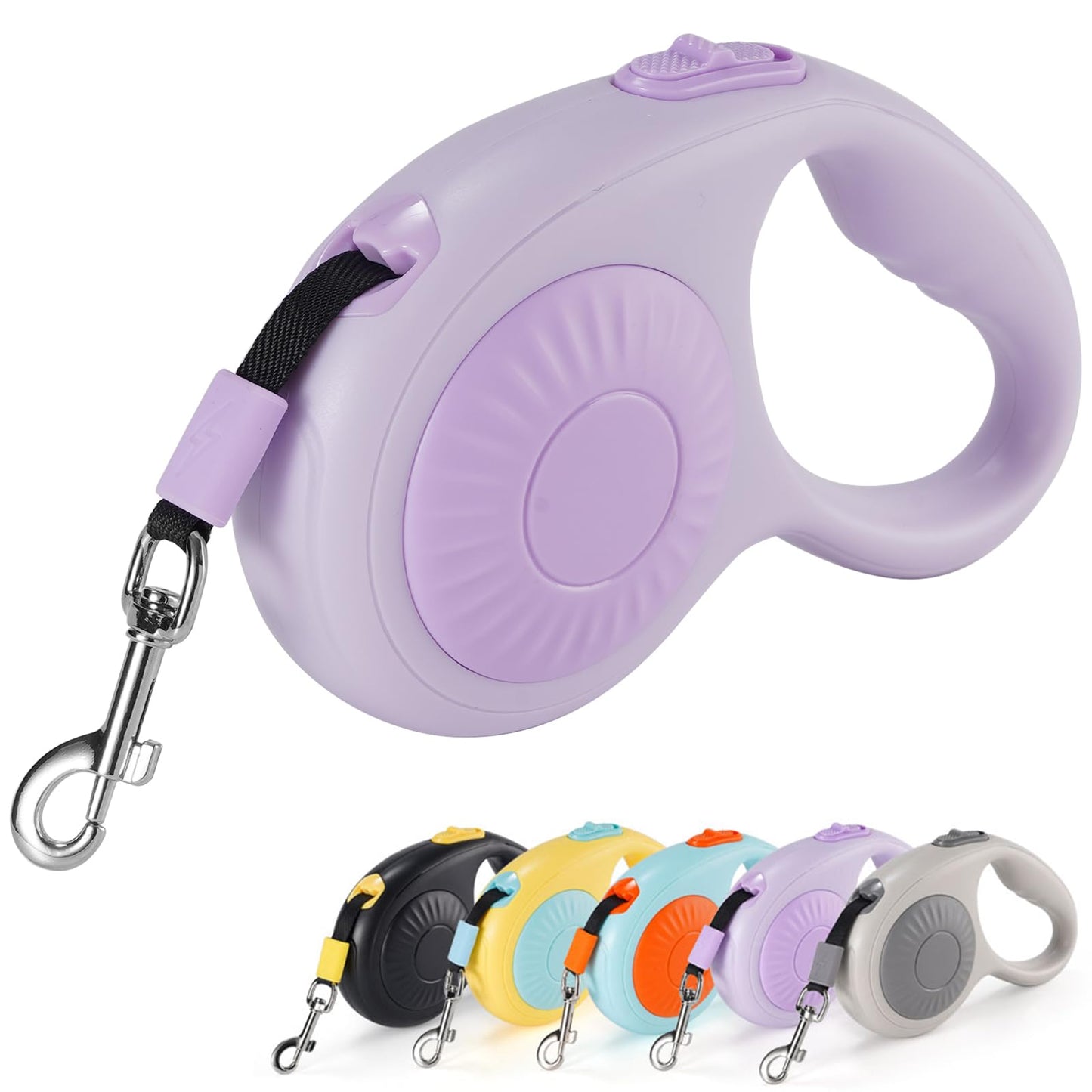 JSXD 360° Tangle-Free Retractable Dog Leash with One-Handed Brake, Pause, Lock, 10 ft Strong Nylon Tape Pet Walking Leash,Suitable for Cats, Small