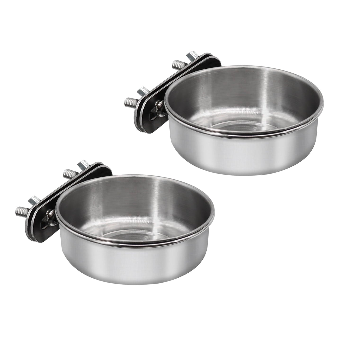 2 Pcs Small Bird Feeding Dish Cups,Parrot Food Bowl Cage with Clamp Holder Stainless Steel,Birdcage Coop Water Feeder for Cockatiel Parakeet Macaw Finches Lovebirds Small Animals (2 Pack, Small)