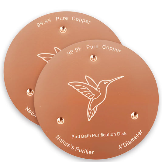2 Pack Bird Bath Copper Discs, 99.9% Pure Copper Cleaner with Triple-Point Support, Reinforced Design for Safe Clean Water, Universal Fit for Outdoor Birdbaths and Bowls, All-Season Use
