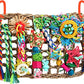 Foraging Toys for Parakeets Cockatiel Conures Lovebirds - Seagrass Wall with Various Bird Toys