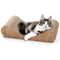 Necoichi Cardboard Cat Scratcher Bed for Indoor Cats - Cat Scratching Board, Horizontal Cat Scratch Pad Lounger with Reversible Usability and Extra Comfort for Lounge, Curved (18" Regular, Oak)