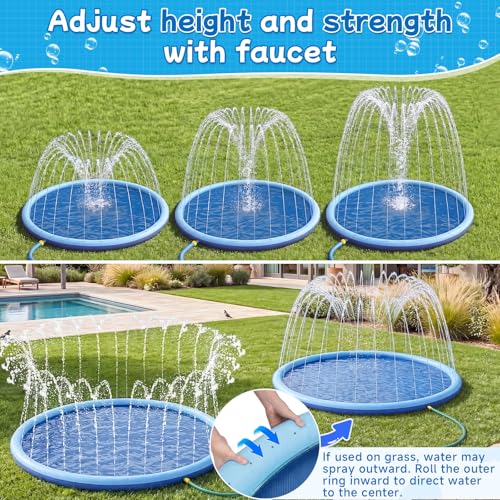 Non Slip Splash Pad for Kids and Dogs, 80" Sprinkler Splash Pad with 5mm Reinforced Edges,0.58mm Thickened Dog Pool,Outdoor Water Toys for