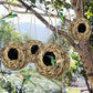 winemana 4 Pack Hanging Bird Nest House for Outside, Ball Shape, Hand Woven, Durable Sturdy, Made of Natural Grass, Perfect for Garden Patio Lawn Office Indoor