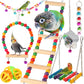 Bird Toys for Parakeets, Parrots, Conures, Cockatiels, Love Birds, Finches, Mynah, Budgerigar - 9Pcs Wooden Ladder Bridge, Swing, Hammock, Cage Accessories