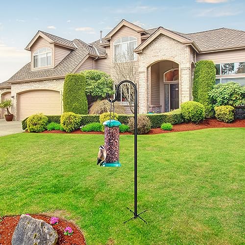 Shepherd Hooks for Outdoor, 1 Pack 62 Inch Bird Feeder Pole with 5 Prongs Base for Hanging Lantern, Hummingbird Feeder, Lightweight Plant, Shepherds Hook for Bird Feeders for Outside