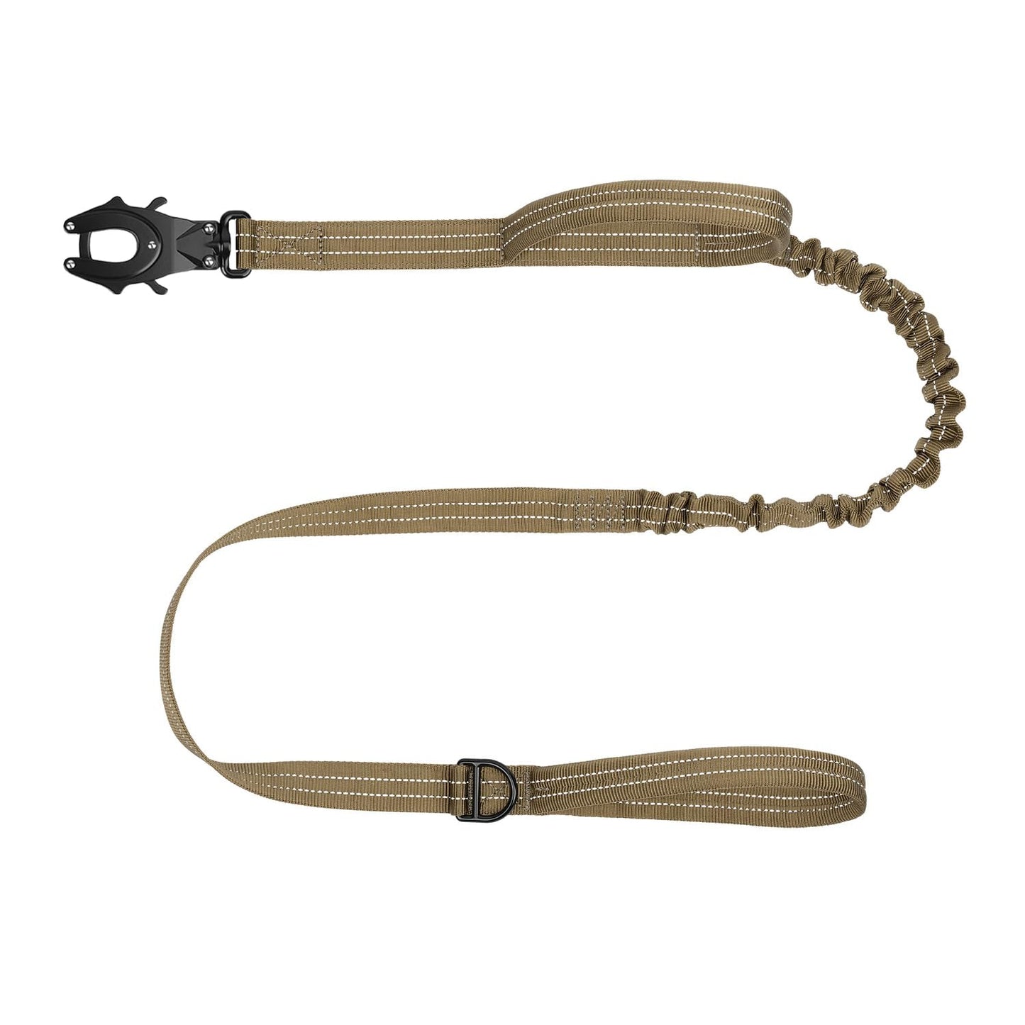 ICEFANG Tactical Dog Leash,K9 Training Walking Bungee Lead with 2 Control Handle,Heavy Duty Quick Release Metal Clasp,Hands Free D-Ring for Medium