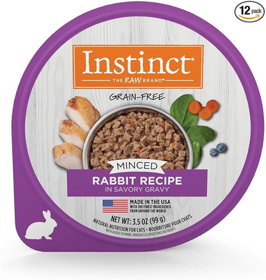 Instinct Original Minced Natural Wet Cat Food, Grain Free Recipe - Real Rabbit, 3.5 oz. Cups (Pack of 12)