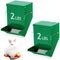 Maxcheck 2 Pcs Rabbit Feeder for Cages Small Animal Food Pellet Dispenser with Lid Metal Chicken Grit Oyster Shell Squirrel Feeders Outside(4.7 Inches,Mesh Bottom,Green)