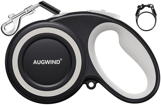 Retractable Dog Leash with Stainless Steel Anti-Chew Cable for Small & Medium Dogs up to 50 lbs | 16 ft Strong Nylon Reflective Tape | Quick Lock