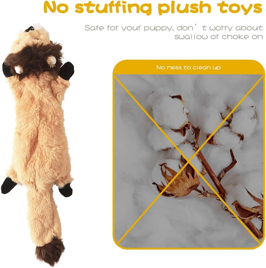 Dog Squeak Toys, No Stuffing Plush Dogs Chew Toy Bundle for Small Medium Large Breed Chewer Tough Durable Squeaky Pet Fetch Puppy Teething Chewing Interactive to Keep Them Busy Best Birthday Gift