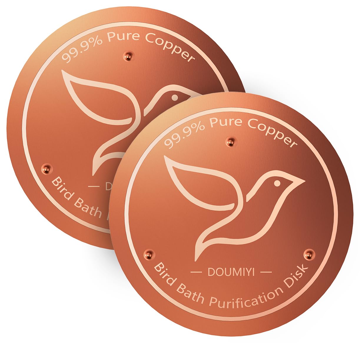 2-Pack Bird Bath Copper Disk, 0.6mm Thick 99.9% Pure Copper Cleaning Disk with Triple-Point Support, Safe Nature’s Purifier Clean Water All Season, Universal for Outdoor Birdbaths Bowls