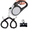 Dual Retractable Dog Leash for 2 Large Dogs (Up to 110 Lbs Each) - 18.5 FT Extendable Double Headed Pet Leash with Poop Bags, Non Slip Grip - One