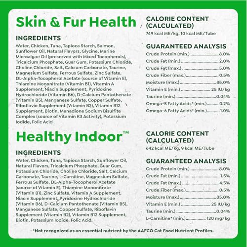 Greenies Feline Smart Purees Healthy Indoor and Skin & Fur Health Lickable Cat Treats, with Real Chicken, with Real Salmon, 0.49 oz. Tubes, 40 Count