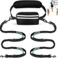 Hands Free Dog Leash, Double Dog Leash with Waist Bag, Back Brace, Double Padded Handles, Running Belt Fanny Pack with Phone, Treat, (Large, 26-120