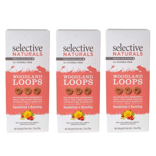 Supreme Petfoods 3 Pack of Selective Naturals Woodland Loops Guinea Pig Treats, 2.8 Ounces each, with Dandelion and Rosehip