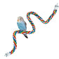 Bendable Fun Climbing Bird Cotton Rope Perch, Colorful Bungee Toy for Parrot, Bird Cage Accessories (31.5'' Metal Nut)