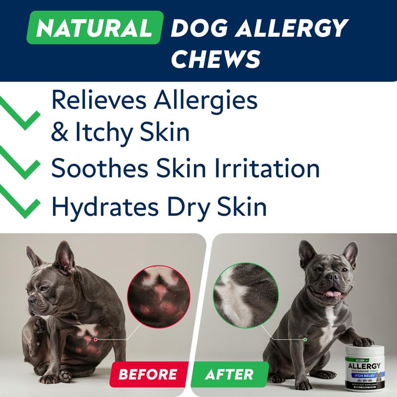 StrellaLab Dog Allergy Relief & Anti Itch Support Chews w/Omega 3: Real Ingredients, Real Taste! Skin & Coat Immune w/Fish Oil, Pumpkin & Enzymes