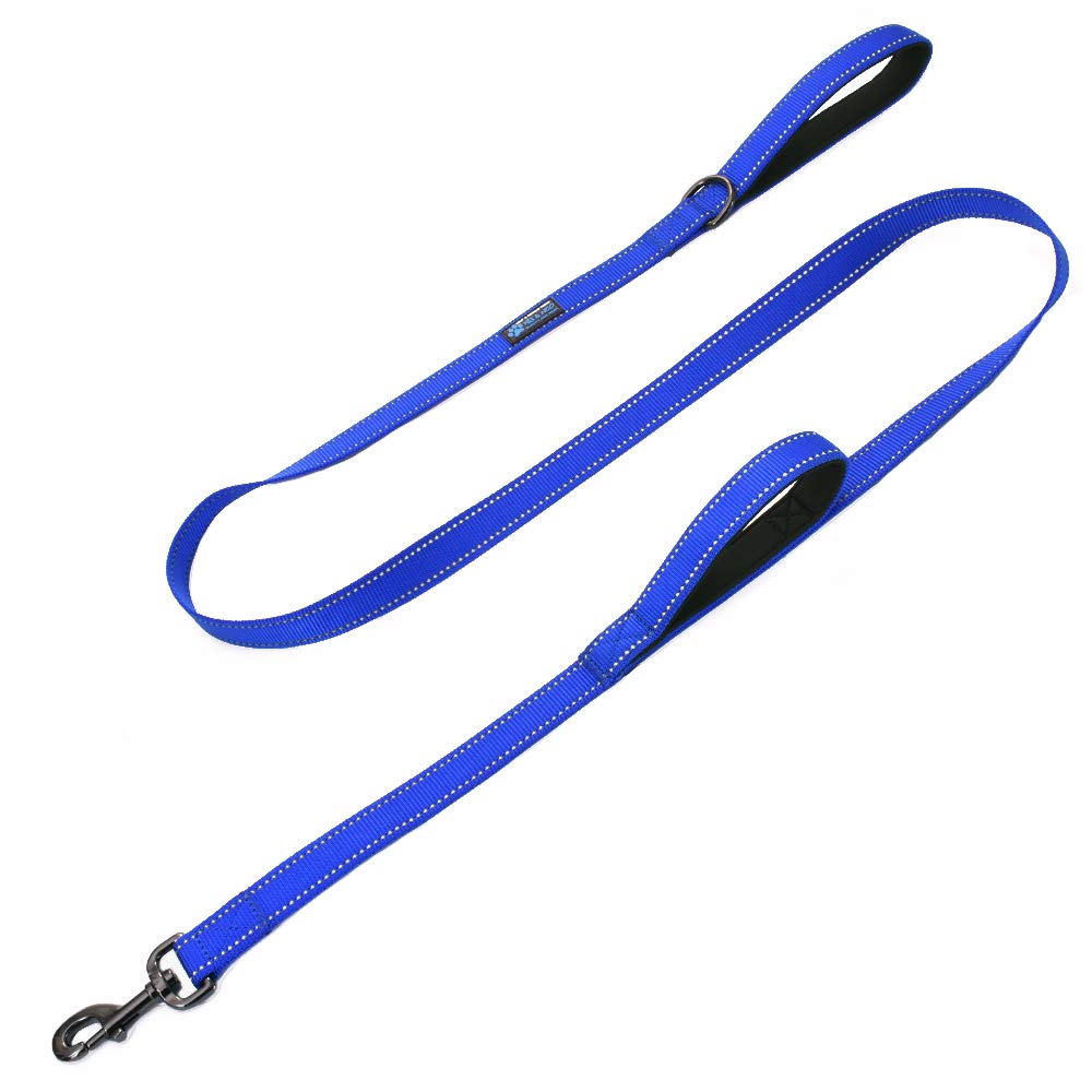 Max and Neo™ Double Handle Traffic Dog Leash Reflective - We Donate a Leash to a Dog Rescue for Every Leash Sold (Blue)