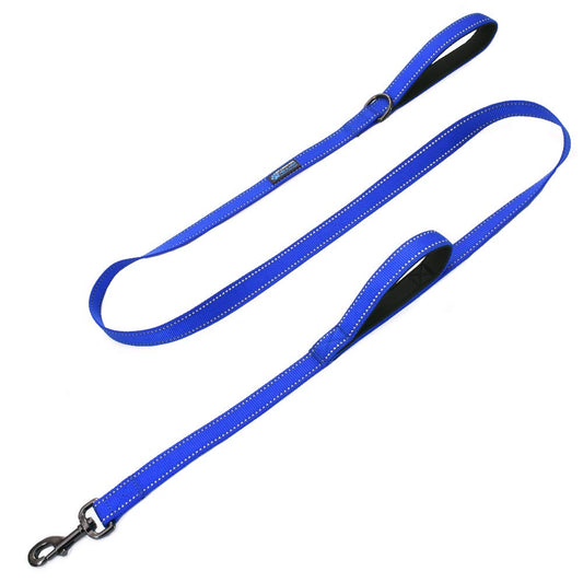 Max and Neo™ Double Handle Traffic Dog Leash Reflective - We Donate a Leash to a Dog Rescue for Every Leash Sold (Blue)