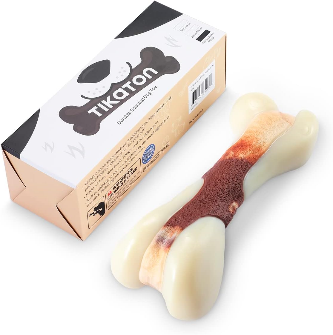 Tikaton Indestructible Dog Chew Toys for Aggressive Chewers, Beef Flavor Durable Dog Teething Chew Toys Bones for Large/Medium/Small Puppies