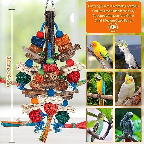 Bird Toys,Parrot Toys Exciting Chewing Fun for Parakeets,Cockatiels,Conures,Lovebirds,African Gray Cockatoos  And Other Small Medium-Sized Parrot Natural Corn Cob Sturdy Nut (old bark)
