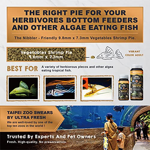 Ultra Fresh Algae Wafers Pleco Food, Spirulina & Algae, Sword Prawns, Balanced Diet, Color Enhancing, All Natural Ingredients, for Algae Eaters, Bottom Feeders, Vegetables Shrimp Pie, 5.11oz