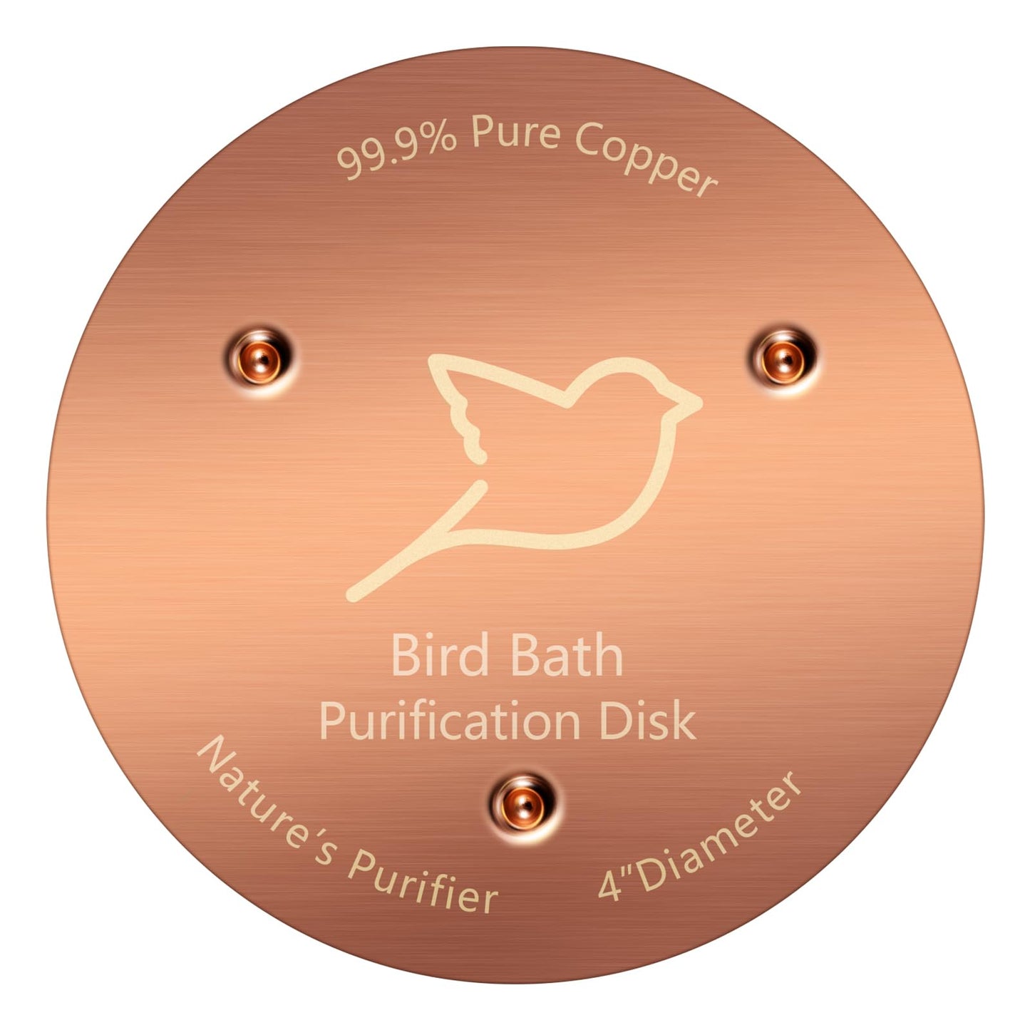 NNG 1 Pack Bird Bath Copper Disk,0.6mm Thick Reinforced 99.9% Pure Copper Bird Bath Purification Disk with Triple-Point Support,Physical Safe Water Cleaner for Outdoor Birdbaths Bowls,All-Season Use