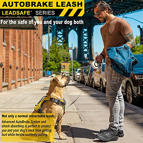 FIDA AutoBrake Retractable Dog Leash. Advanced Patented Design for Dog Pulling, 16 ft Heavy Duty No Pull Pet Walking Leash for Extra Large Breeds.