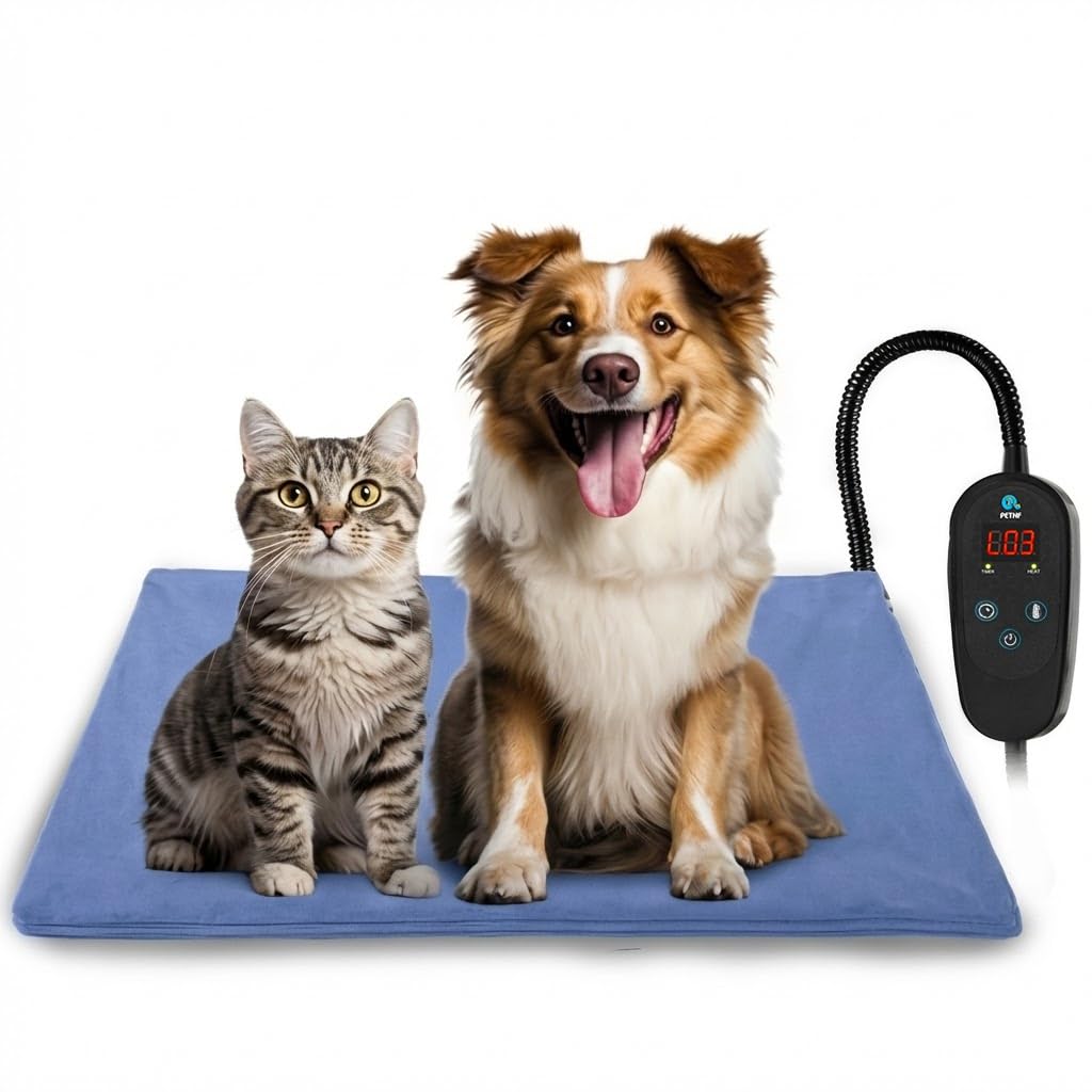 PETNF Pet Heating Pad Temperature Adjustment Dog Anti-bite Puppy with Timer Indoor Waterproof Pet Warming Electric Heated Bed Mat Dog