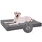 Vonabem Large Dog Bed Waterproof Outdoor, XL Crate Pad 42 inch Washable, Leather Pet beds with Removable Cover, Foam Orthopedic Anti-Slip XLarge Kennel Pads Reversible Wipeable, 41"x27" Grey