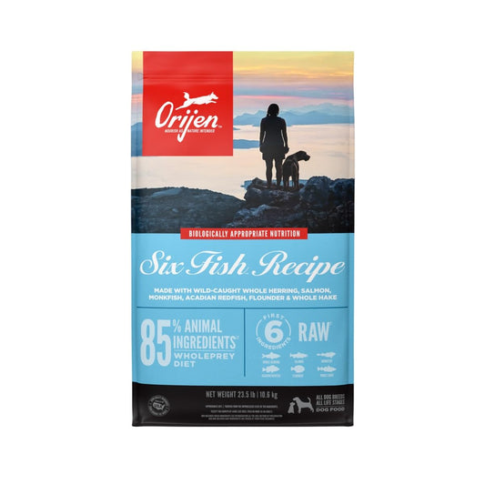 ORIJEN Grain Free Poultry Free High Protein Dry Dog Food Six Fish Recipe 23.5lb Bag