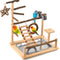 KATUMO Bird Playground - Natural Wooden Perches Parakeet Ladder Conure Swing Bird Cage Accessories with Removable Tray & 2 Stainless Steel Cups