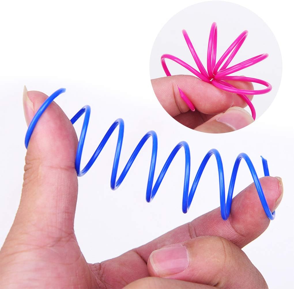Andiker Interactive Cat Spiral Creative Spring Toy to Kill Time and Keep Fit, Sturdy and Heavy Plastic for Swatting, Biting, Hunting Kitten Toys, Colorful, 12 pcs