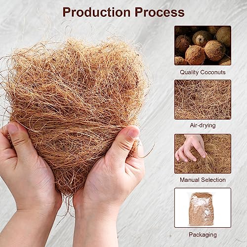 Sukh 2PCS Coconut Fiber for Bird Nest - Canary Nesting Material Coconut Bird Nest Finch Coconut Fiber Loose Bedding Substrate for Laying Eggs,Resting Materials for Birds, Hummingbird Parakeet
